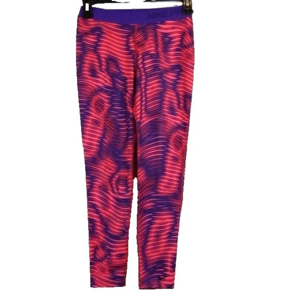 Nike Pro Girls Size Medium Activewear Leggings Pink Watercolor‎ Exercise NWT